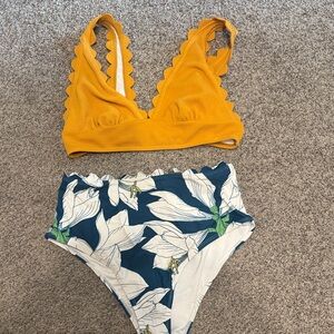 Cupshe Yellow and Blue Floral Bikini